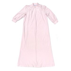 Vintage 80s Vanity Fair Pastel Pink ½ Zip Embroidered Lace Fairycore Housecoat